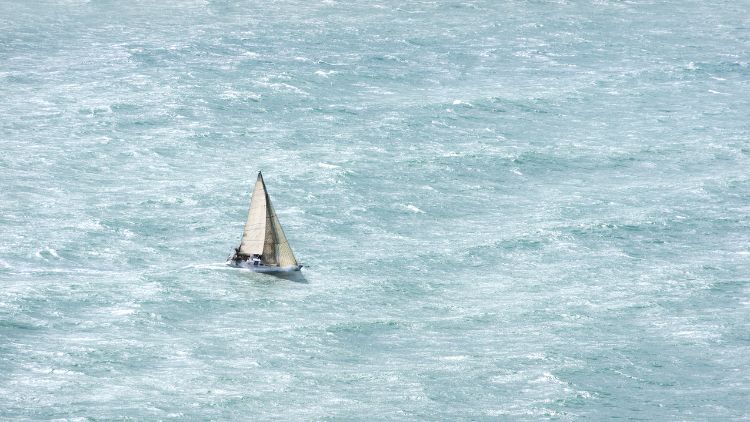 mega yacht in rough seas